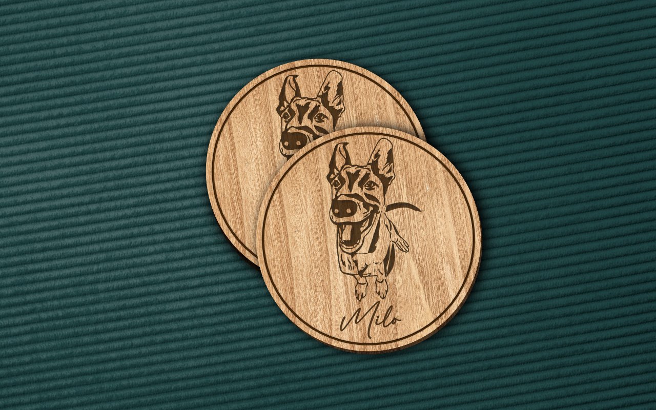 Obrázek podtacky gravirovani pes