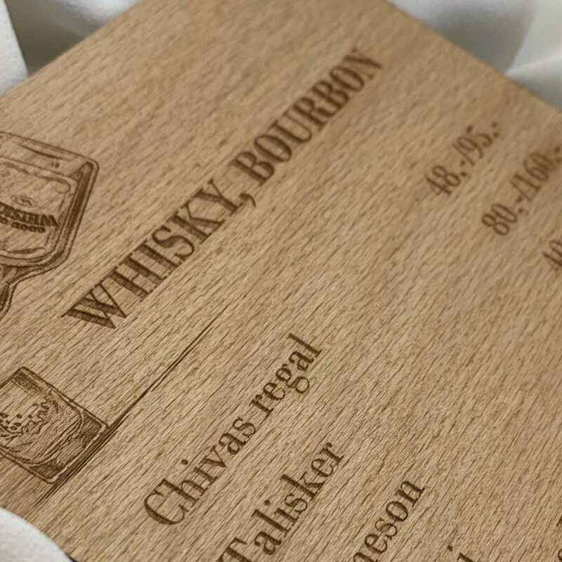 Obrázek preklizka menu whisky detail