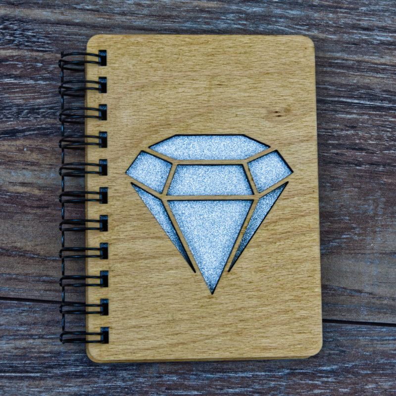 Dřevěný deník A6 - diamant