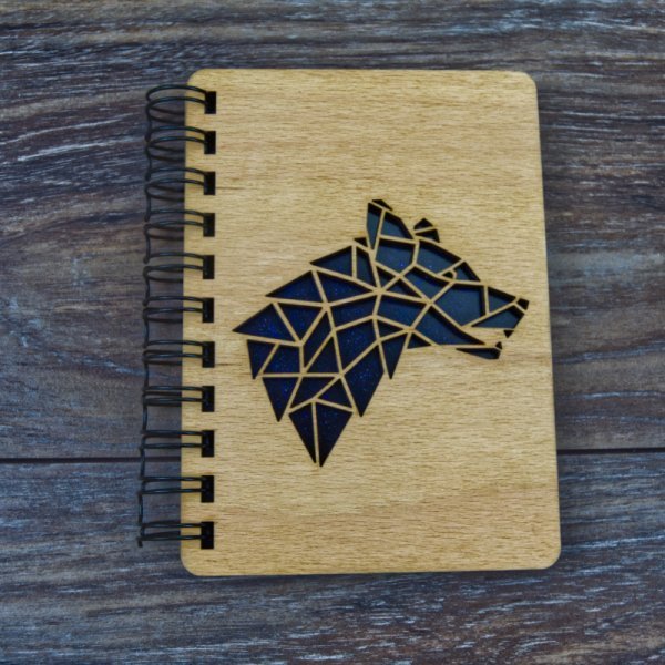 Dřevěný deník A6 - vlk
