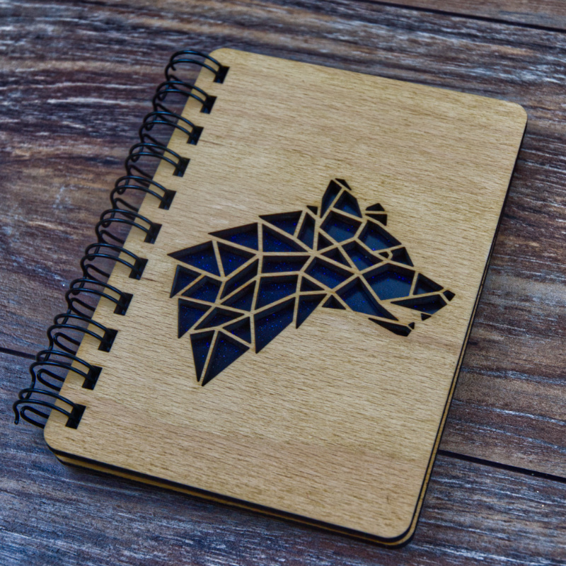 Dřevěný deník A6 - vlk - Image 2