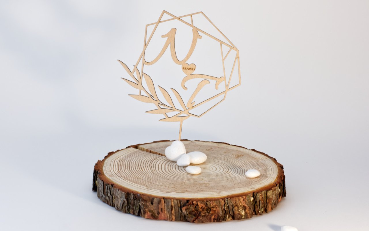 Zápich do dortu na míru - hranatý rámeček 2 1 Dřevěný zápich do dortu