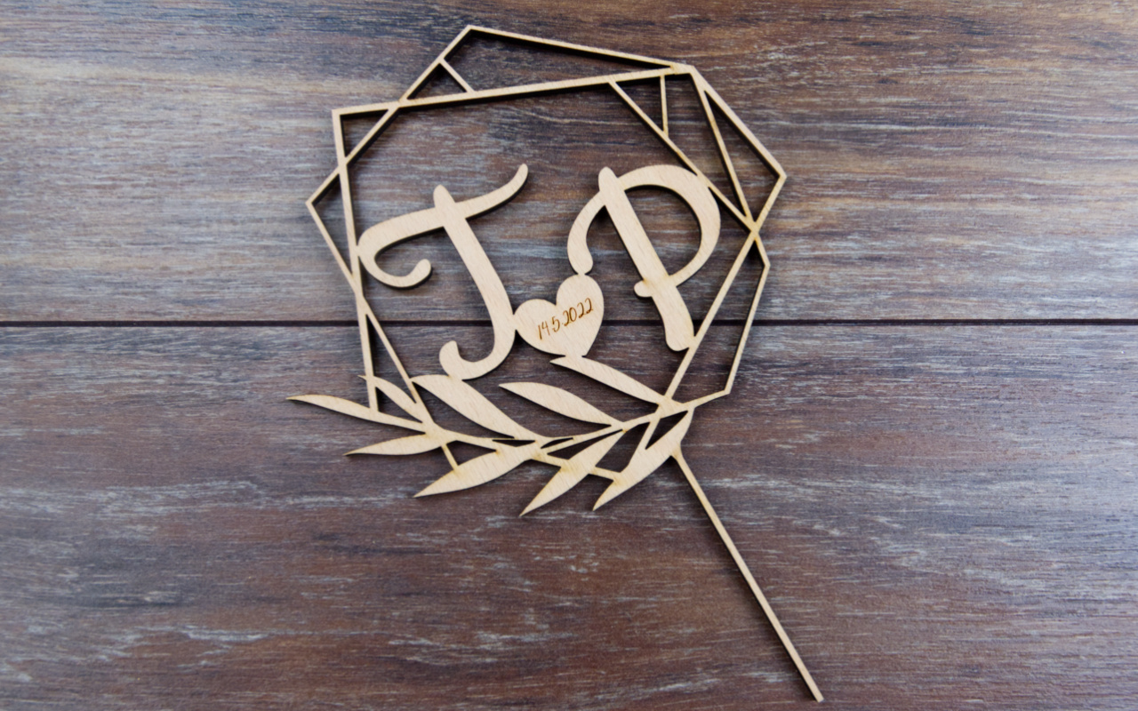 Zápich do dortu na míru - hranatý rámeček 2 3 dřevěný zápich do dortu