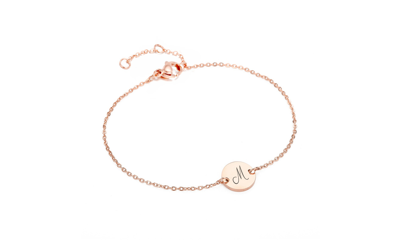 Náramek s kulatou destičkou 9mm a gravírováním 3 Obrázek galerie zlataruzova naramek