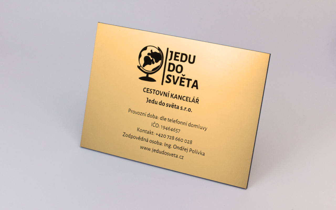 Zlatá cedule s vlastním textem i logem 3 Obrázek galerie cedule A5 zlata
