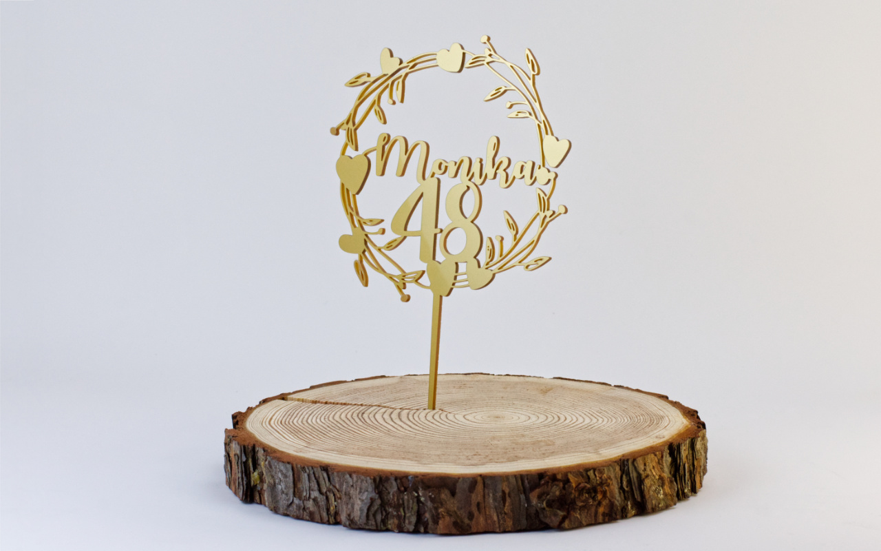 Zápich do dortu na míru - kulatý rámeček 4 Obrázek galerie zapich2 zlaty