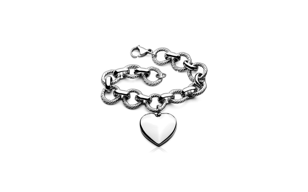 Dámský ocelový náramek - srdíčko 1 Obrázek naramek galerie srdce