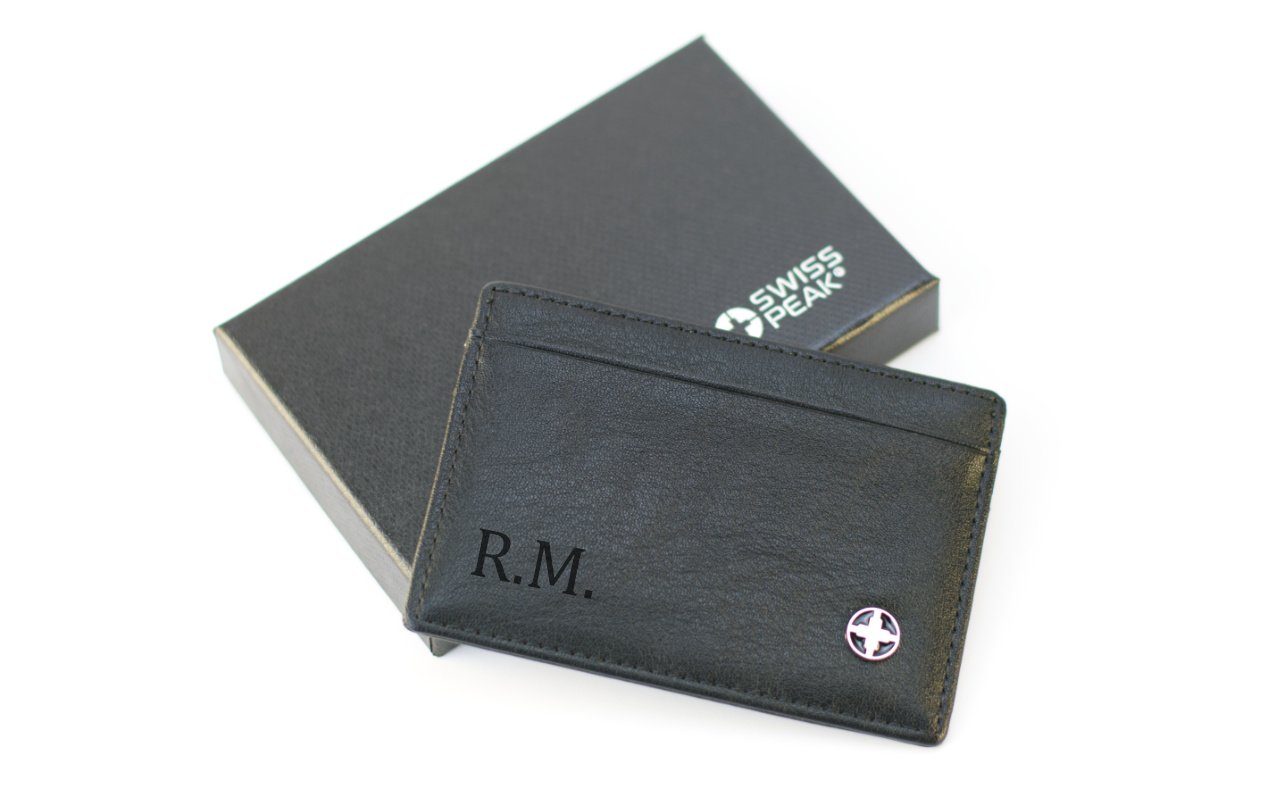Koženkové pouzdro na kreditní karty s vlastním gravírováním 1 Obrázek galerie penezenka swisspeak