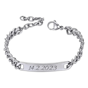 Náramek s ocelovou destičkou s gravírováním