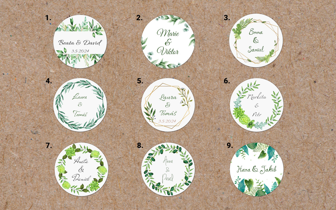 Kulaté nálepky s vlastním textem 1 Obrázek samolepky designy1 9