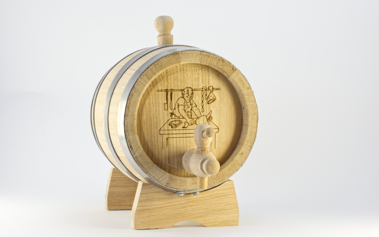 Dubový soudek s gravírováním na míru 1-10 litrů 6 Obrázek galerie soudek 3l