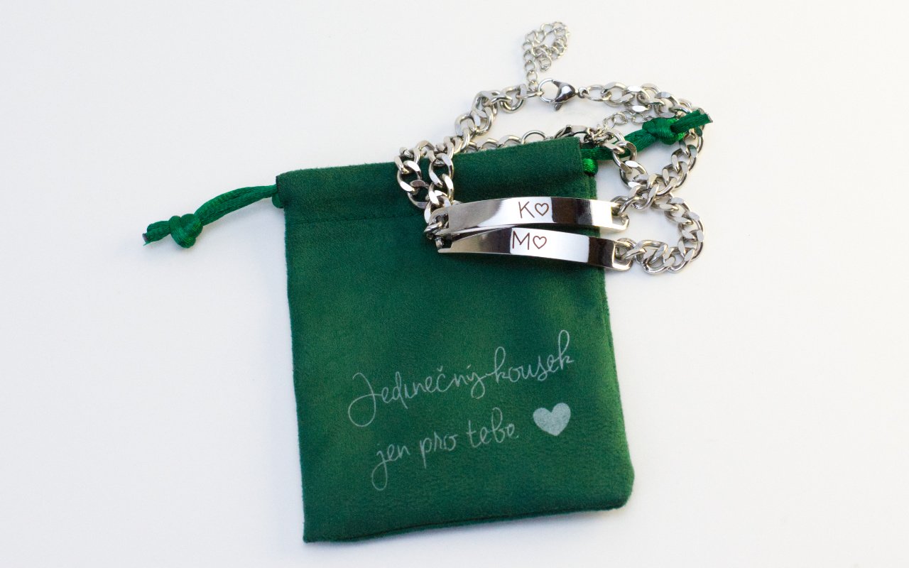 Náramek s ocelovou destičkou s gravírováním 2 Obrázek galerie stribrny naramek 1