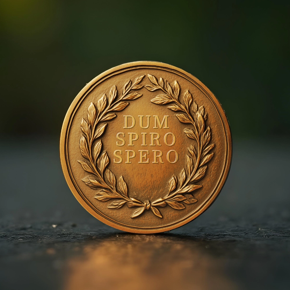 3D Pamětní mince s citátem "Dum spiro spero" 1 mosaz bronz mince dum spiro spero