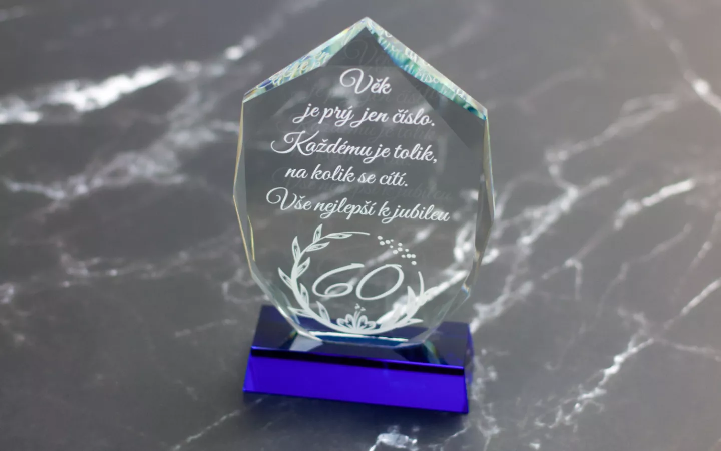 Obrázek galerie plaketa sklo modra