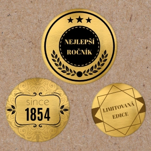 Zlaté kulaté nálepky s vlastním návrhem