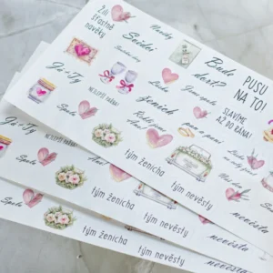 Perleťové svatební samolepky