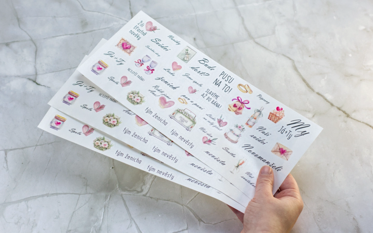 Perleťové svatební samolepky 4 Obrázek galerie svatebni samolepky