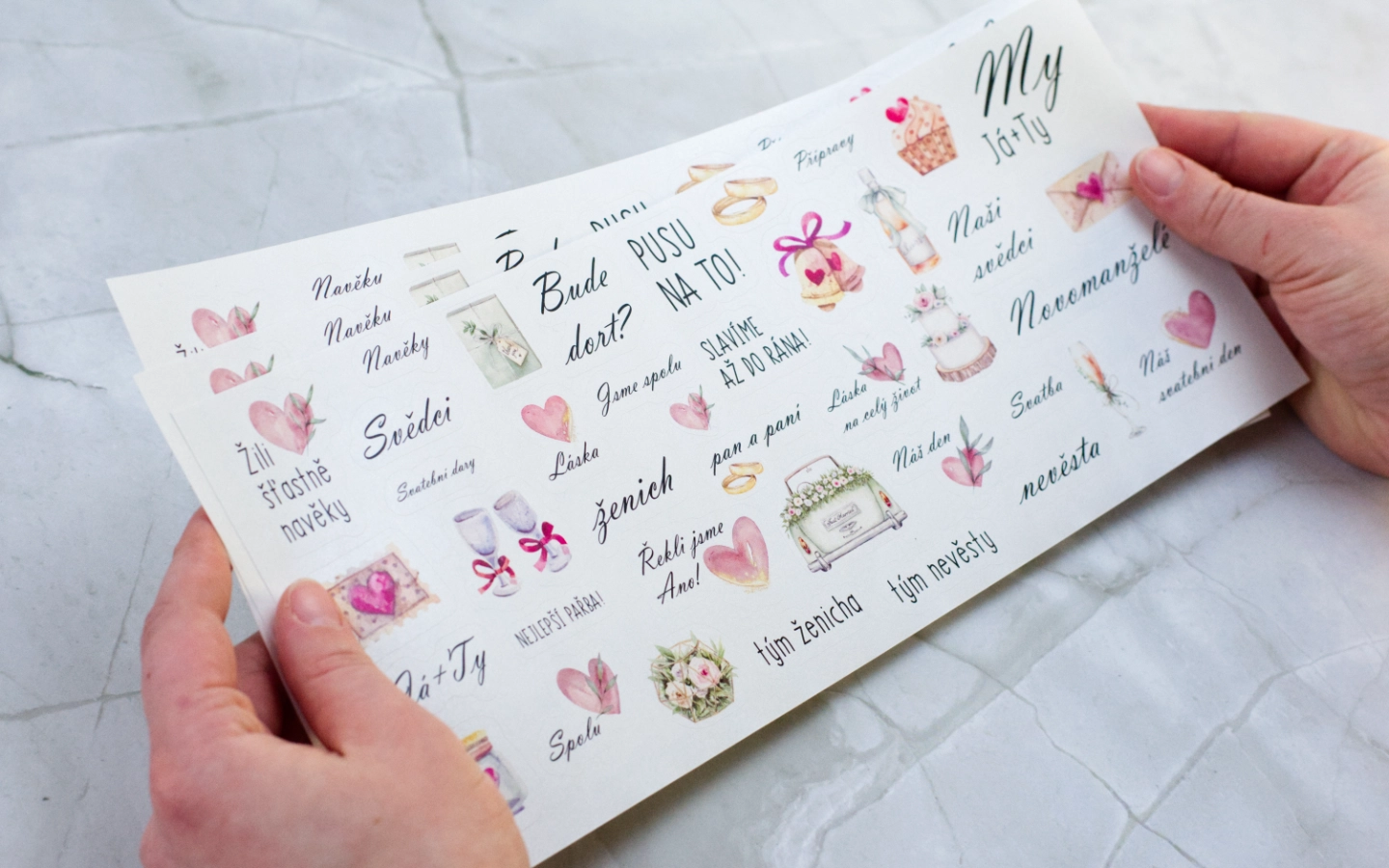 Perleťové svatební samolepky 3 Obrázek galerie svatebni samolepky2