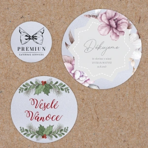 Perleťové kulaté nálepky s vlastním návrhem