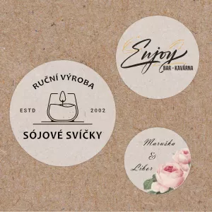 Průsvitné kulaté nálepky s vlastním návrhem