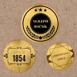 Zlaté kulaté nálepky s vlastním návrhem