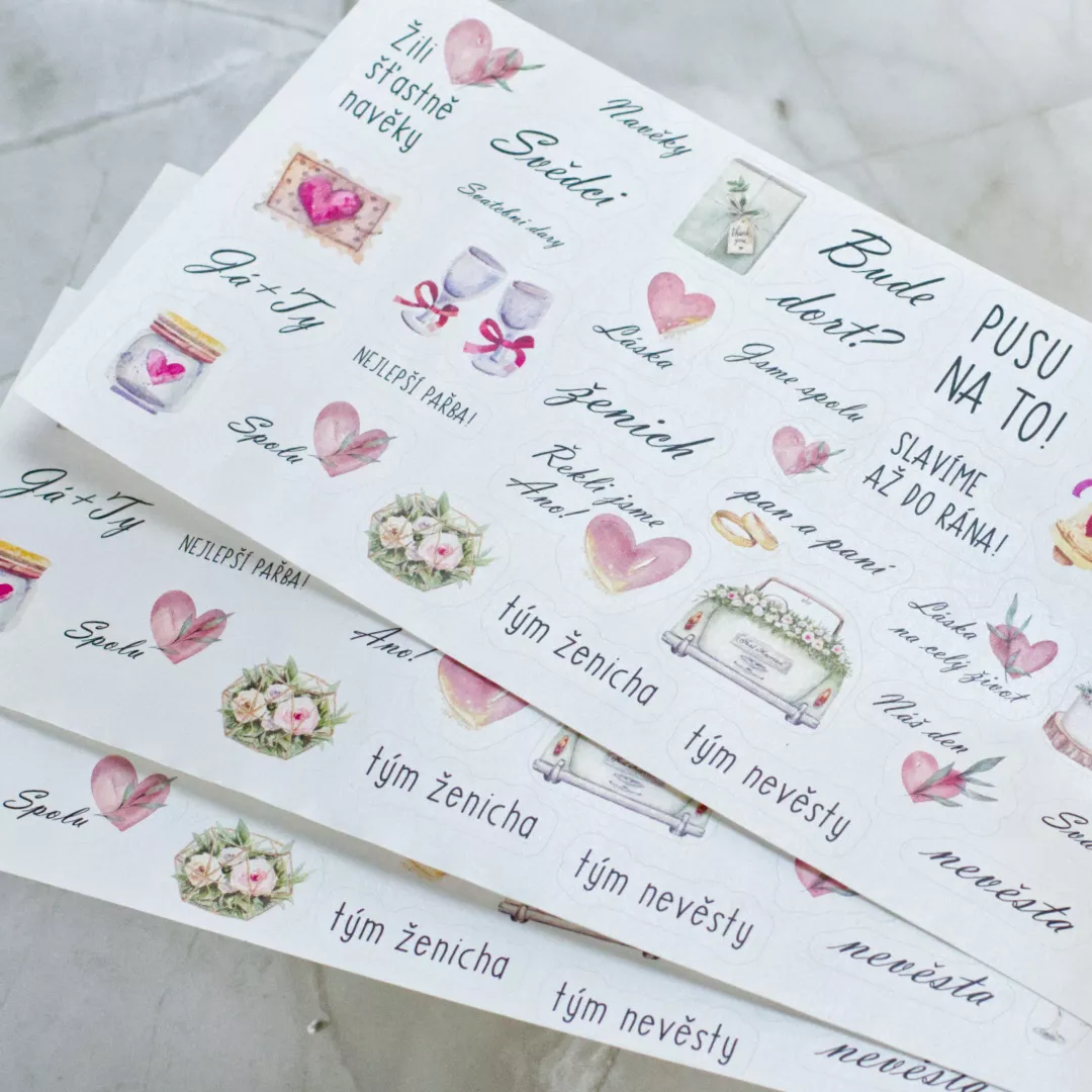 Perleťové svatební samolepky 1 Perleťové svatební samolepky