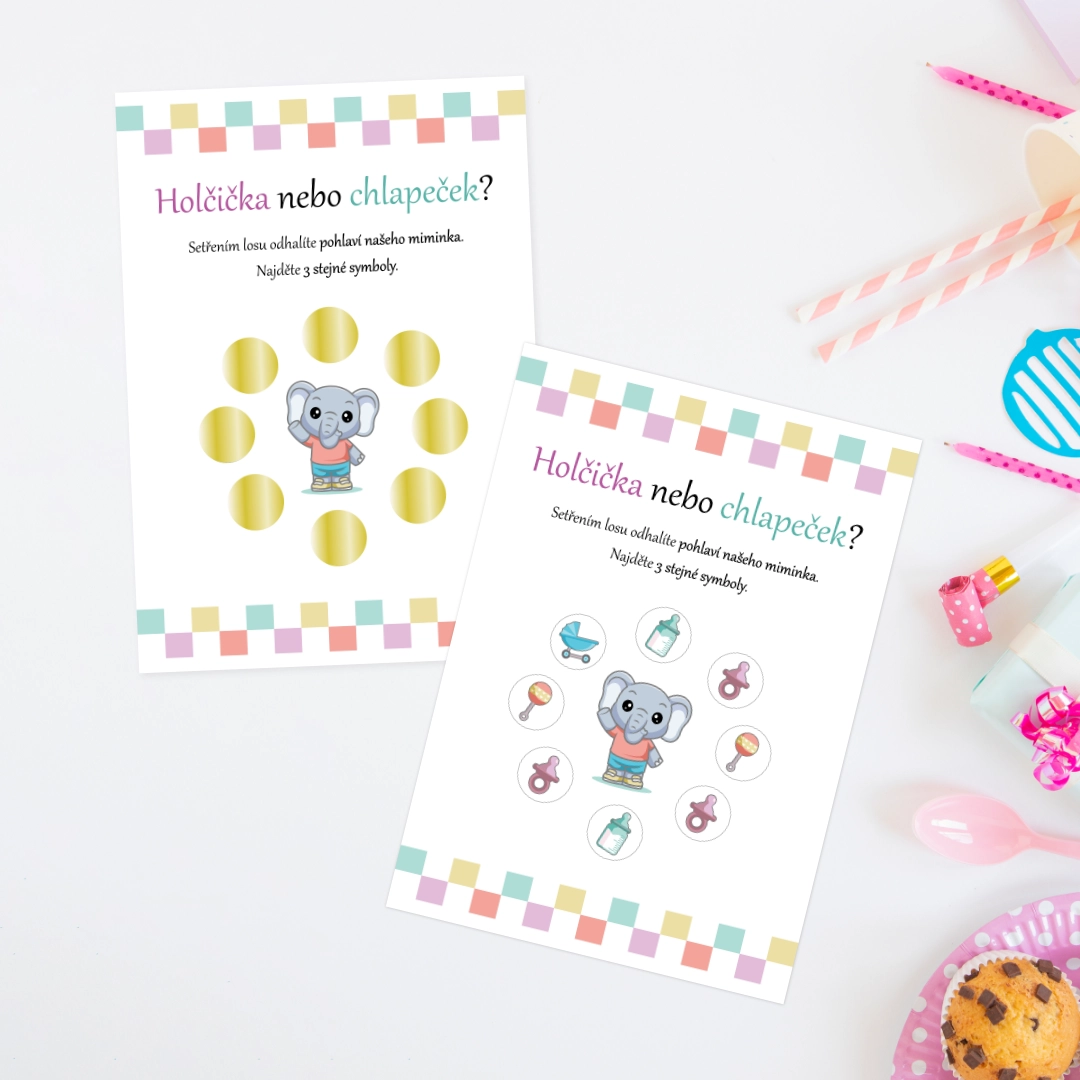 Stírací los - chlapeček nebo holčička