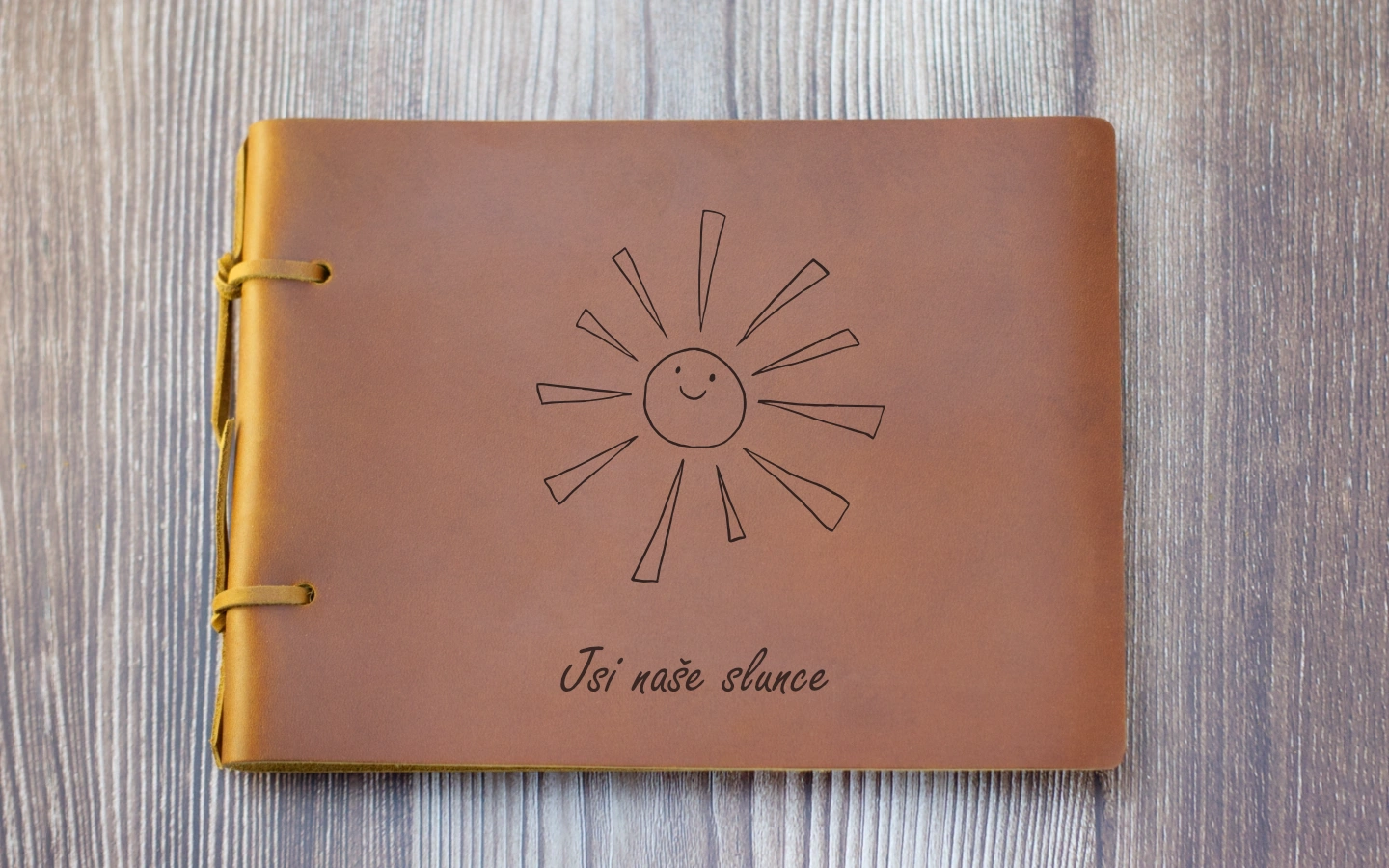 Kožený deník A5 Jsi naše slunce 2 Obrázek designer kozeny denikA5 slunce