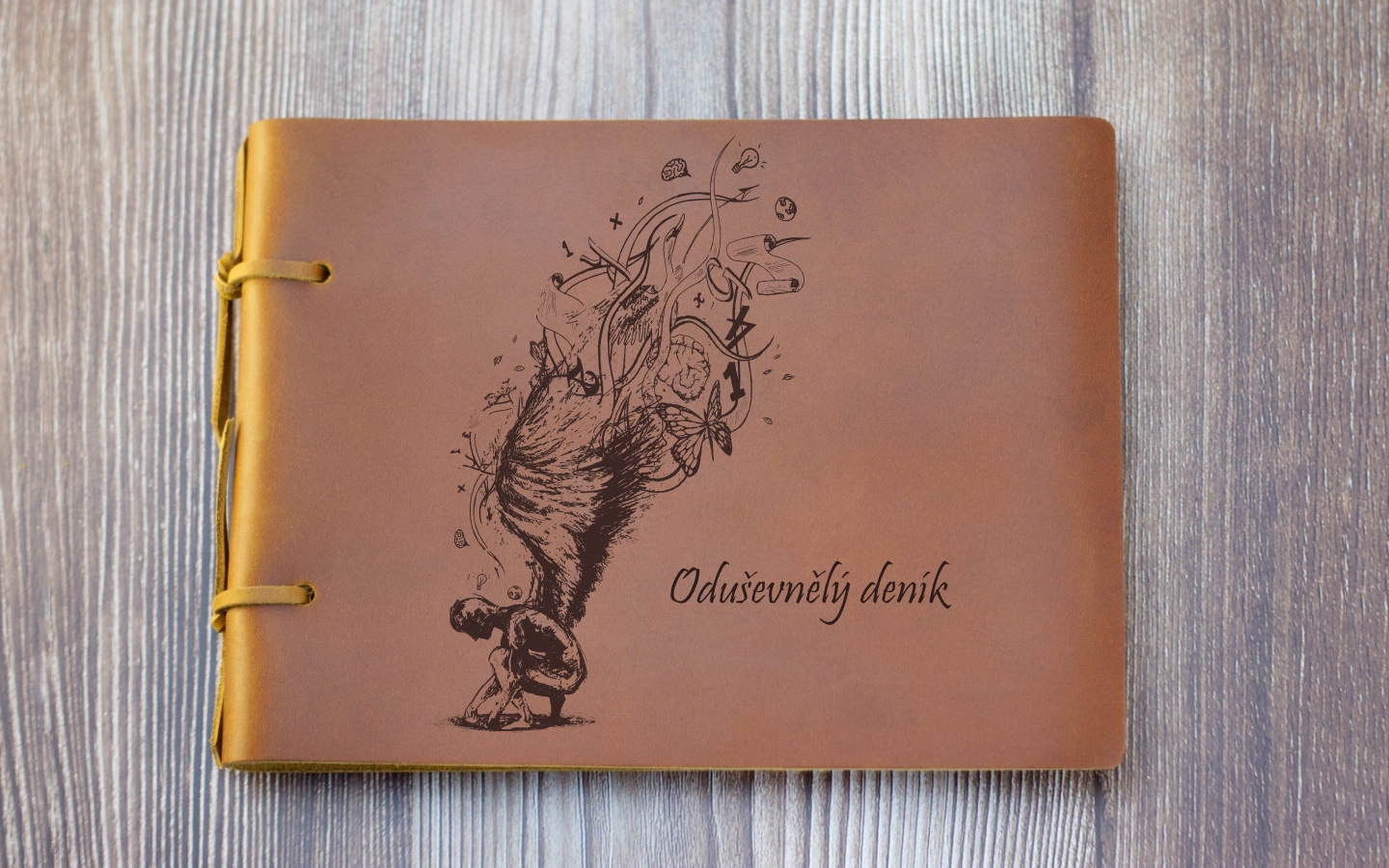 Kožený deník A5 Mé myšlenky 2 Obrázek galerie kozeny denikA5 odusevnely