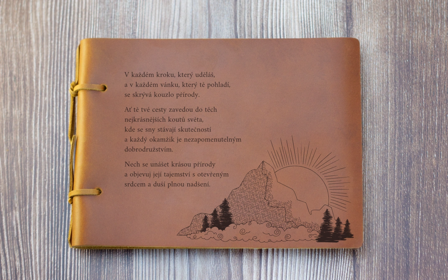 Kožený deník A5 Krajina s věnováním 2 Obrázek galerie kozeny denikA5