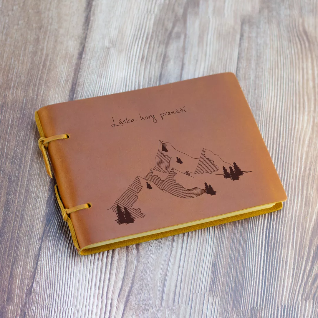 Kožený deník A5 Láska hory přenáší 1 Kožený deník A5 Láska hory přenáší