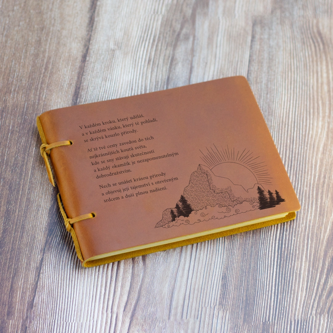 Kožený deník A5 Krajina s věnováním 1 Kožený deník A5 Krajina s věnováním