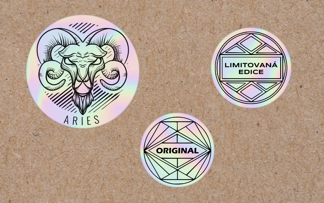 Holografické kulaté nálepky s vlastním návrhem 1 Obrázek galerie holograficka samolepka1