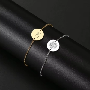 Náramek s kulatou destičkou 13mm s gravírováním