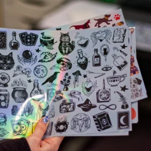 Černobílé magické holografické samolepky