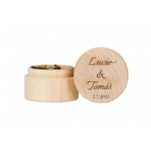 Dřevěná kulatá krabička s vlastním gravírováním