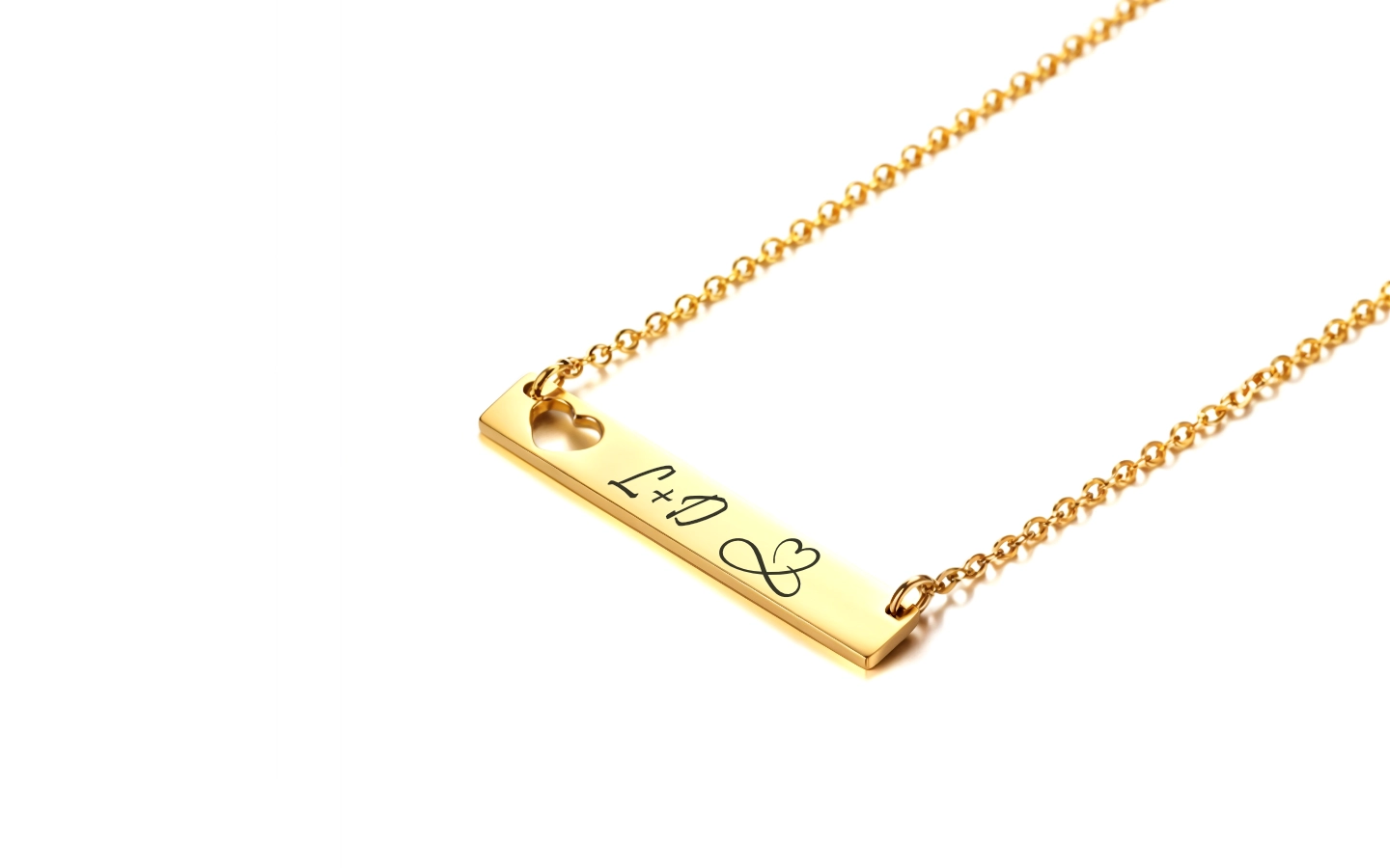Náhrdelník destička se srdcem s vlastním gravírováním 1 Obrázek galerie desticka srdce zlata