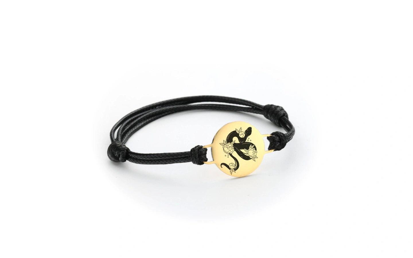 Náramek s černým provázkem s gravírováním na míru 1 Obrázek galerie kolecko provazek zlaty