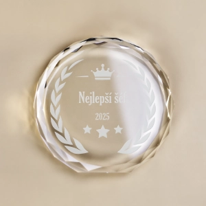 Skleněná kulatá plaketa s vlastním motivem