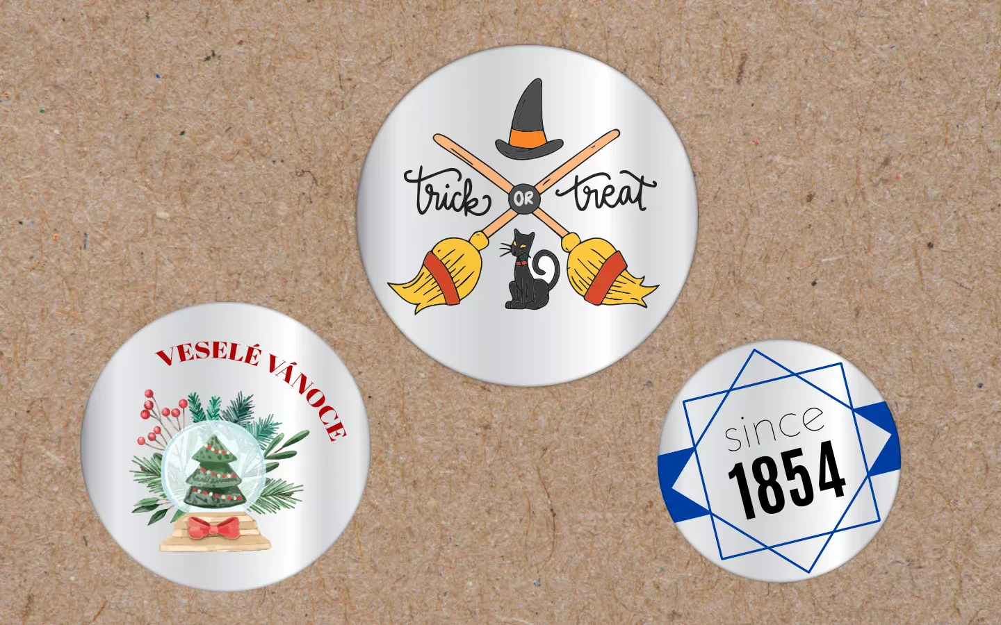 Stříbrné kulaté nálepky s vlastním návrhem 1 Obrázek galerie samolepky stribrne matne