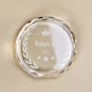 Skleněná kulatá plaketa s vlastním motivem