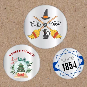 Stříbrné kulaté nálepky s vlastním návrhem