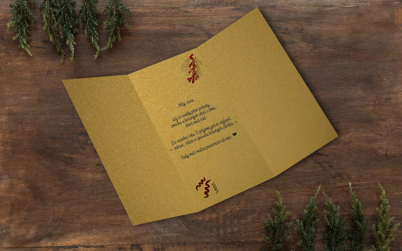 Vánoční DL přání s místem na peníze