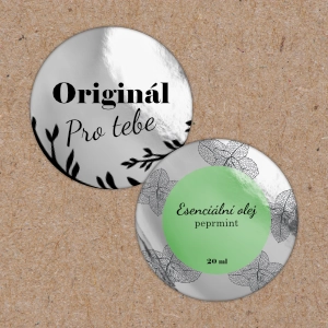 Lesklé stříbrné kulaté nálepky s vlastním návrhem