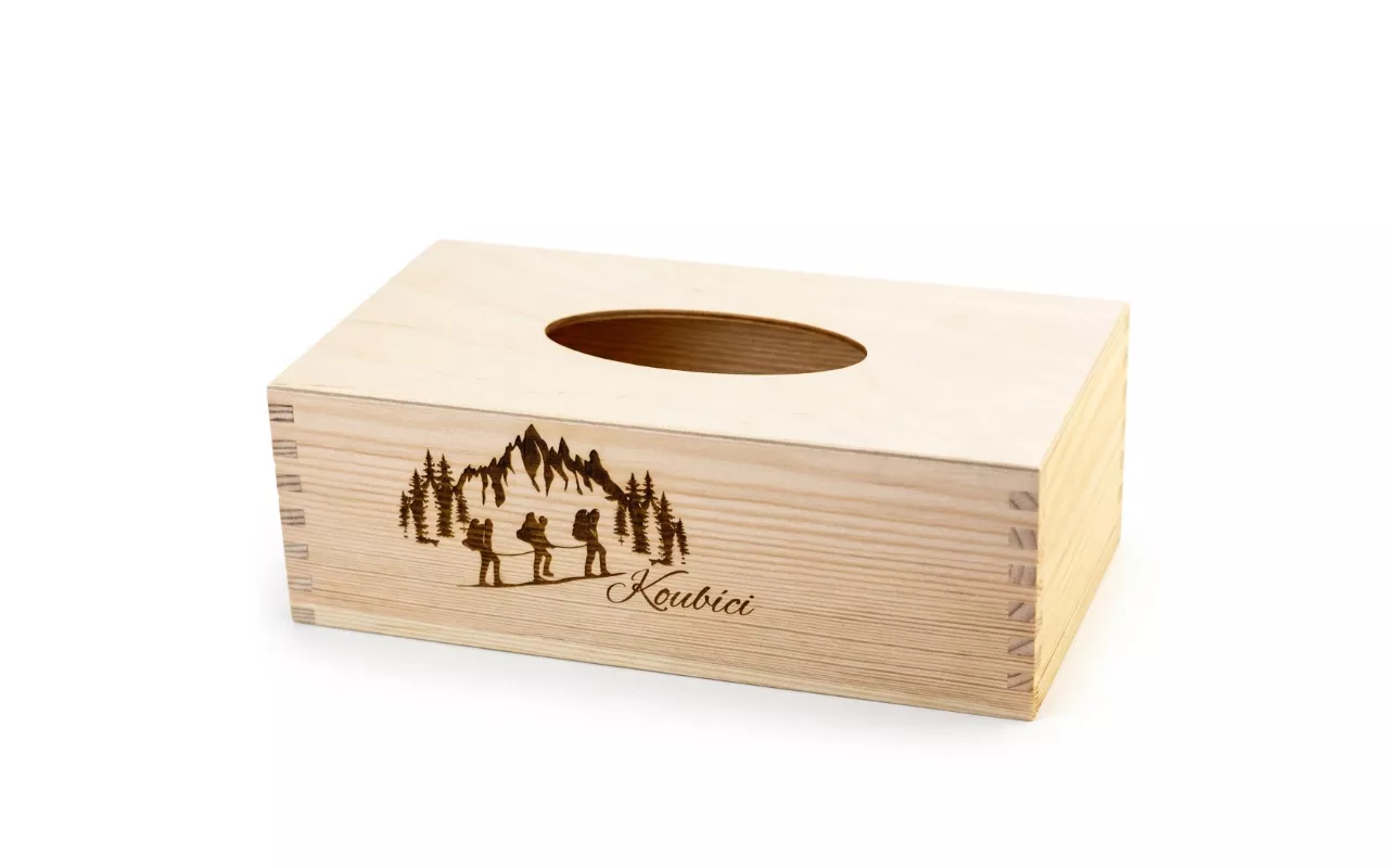 Dřevěný box na kapesníky s vlastním gravírováním 2 Obrázek galerie box kapesnicky