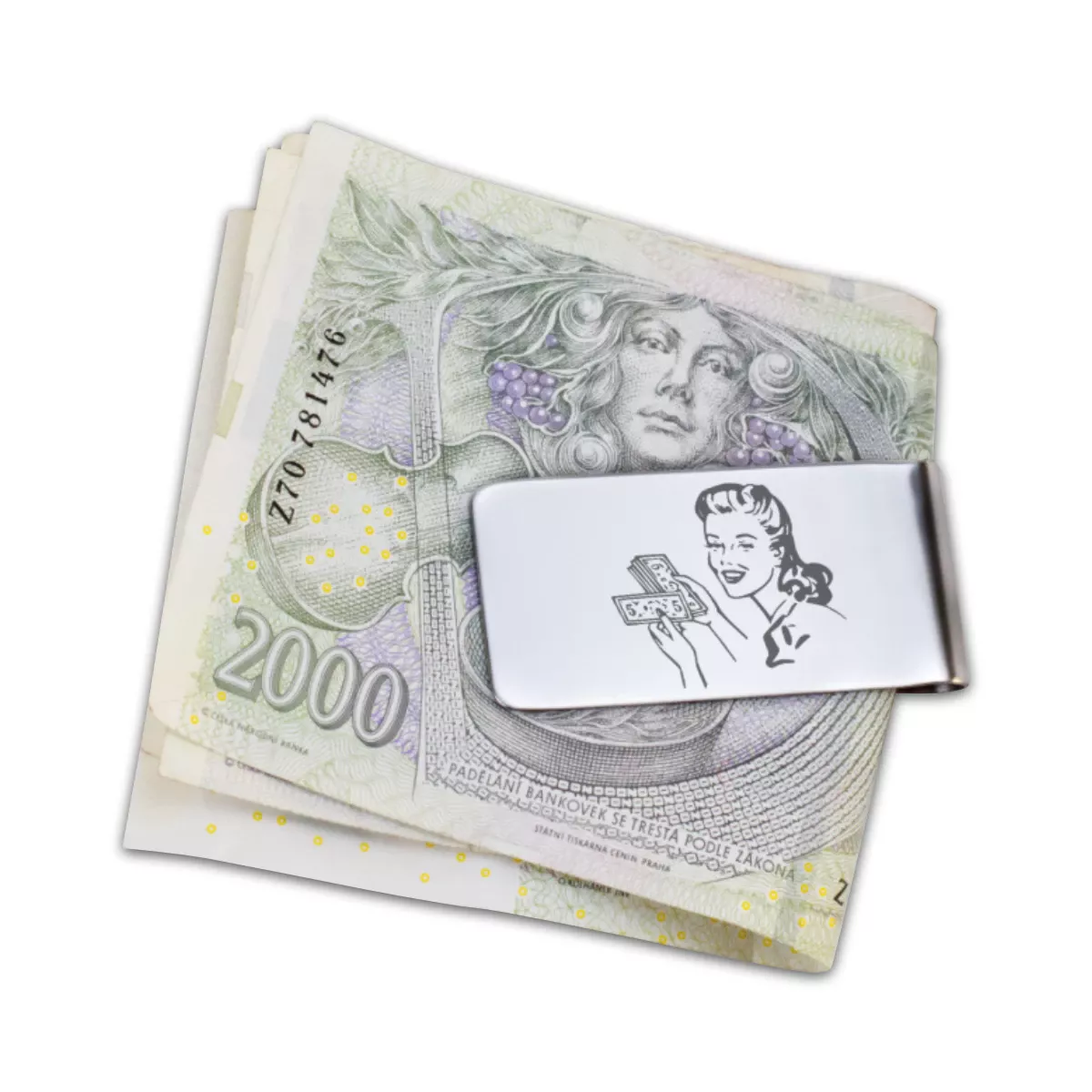 Spona na peníze z chirurgické oceli s vlastním gravírováním 2 Obrázek nahled spona penize novy